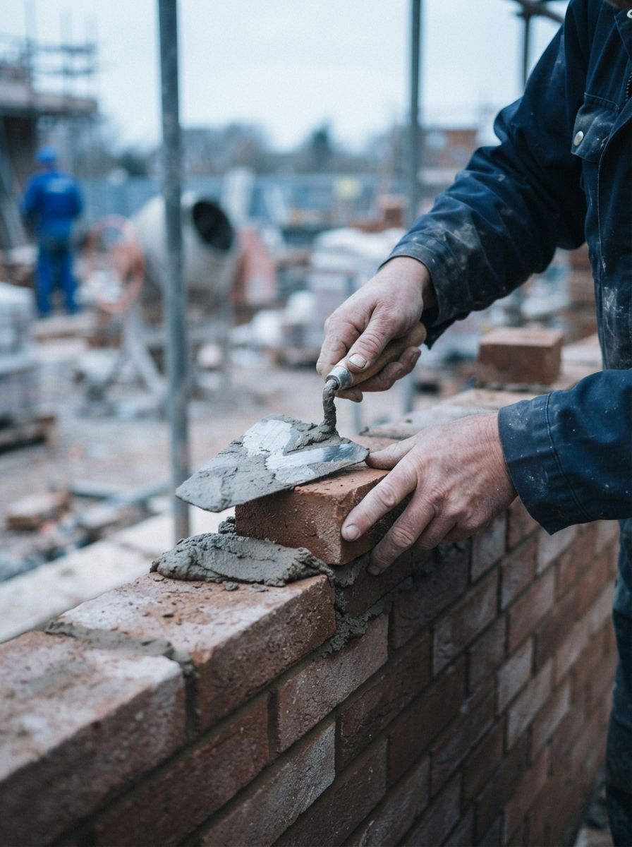 Bricklayer at work