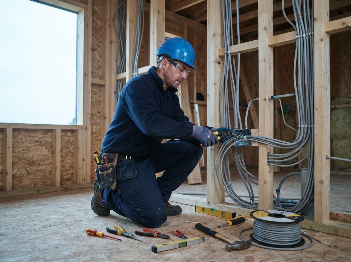 Electrician working on first fix