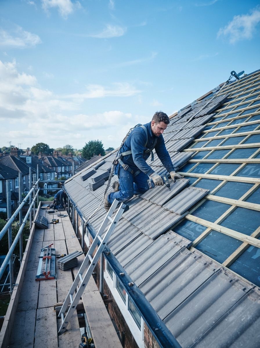 Roofer at work