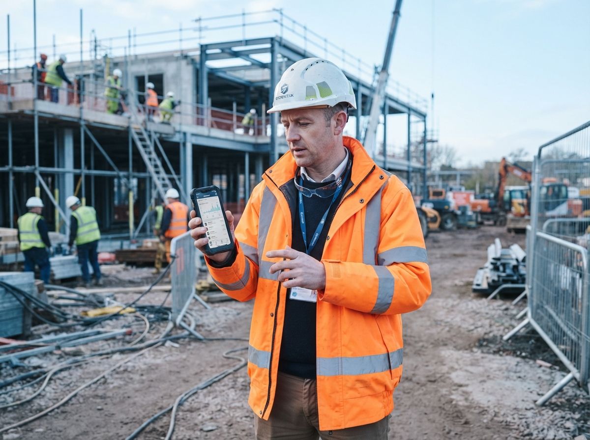 Site manager ordering labour on a tablet