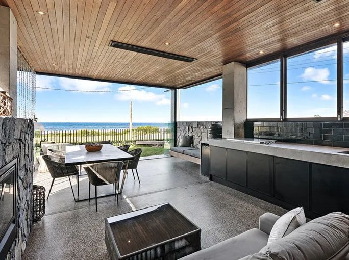 Outdoor Kitchen With Ocean View — Envisage Construction and Design in Woonona, NSW