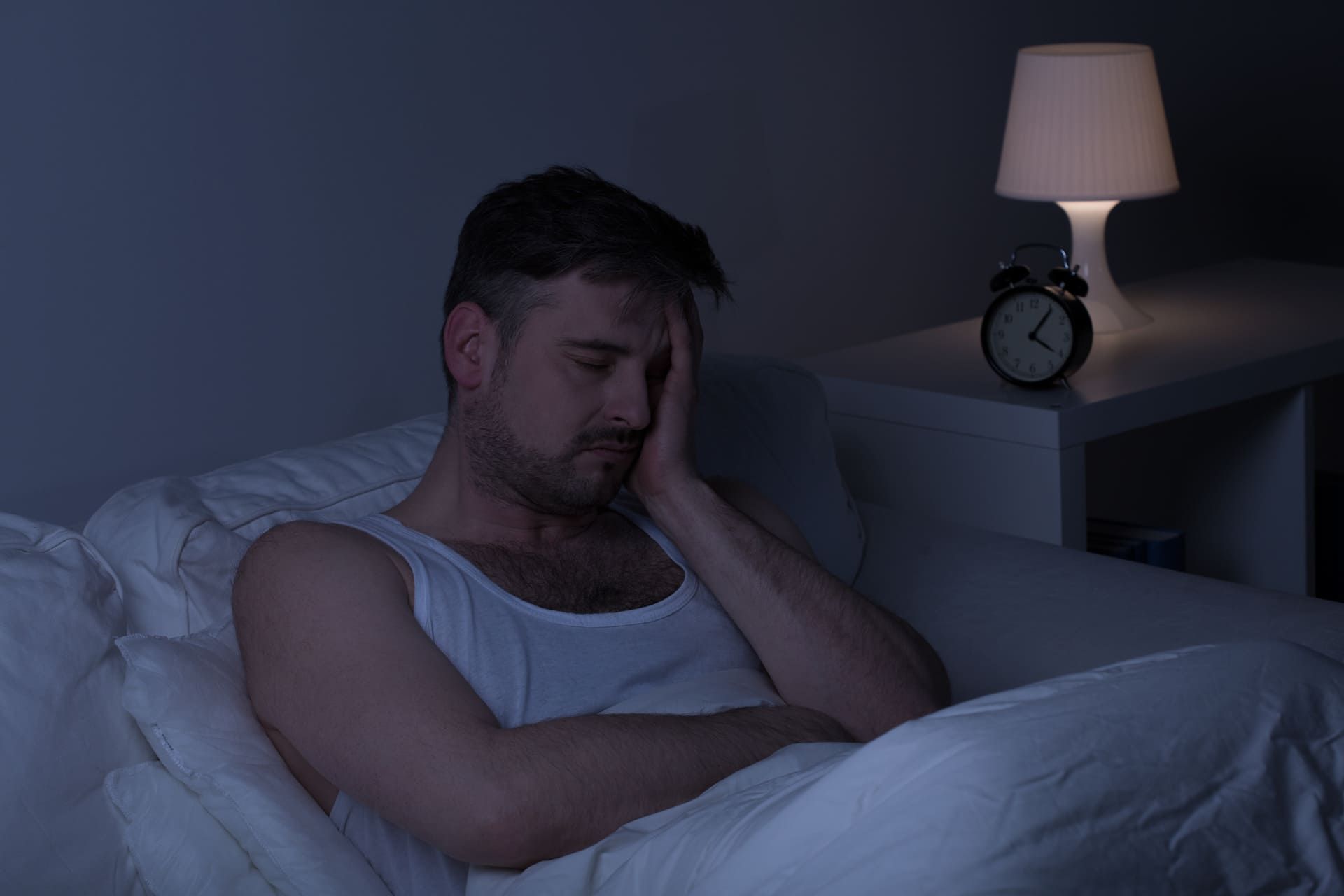 Tired man needs some sleep