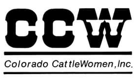 CCW logo for Colorado CattleWomen, Inc. Black letters and a black underline.