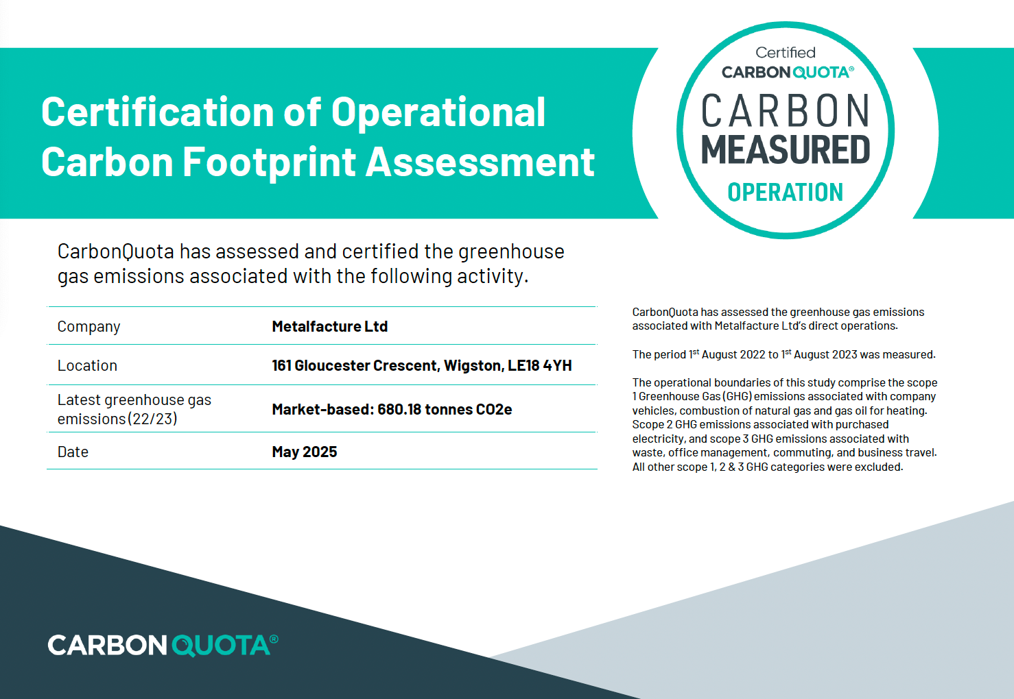 Vertical Vendors Carbon Quota Certificate 