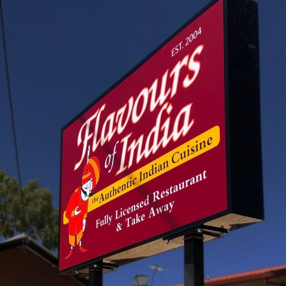 A Large Red Sign for Flavours of India — Bluey's Signs in Ciccone, NT A Large Red Sign for Flavours of India — Bluey's Signs in Ciccone, NT