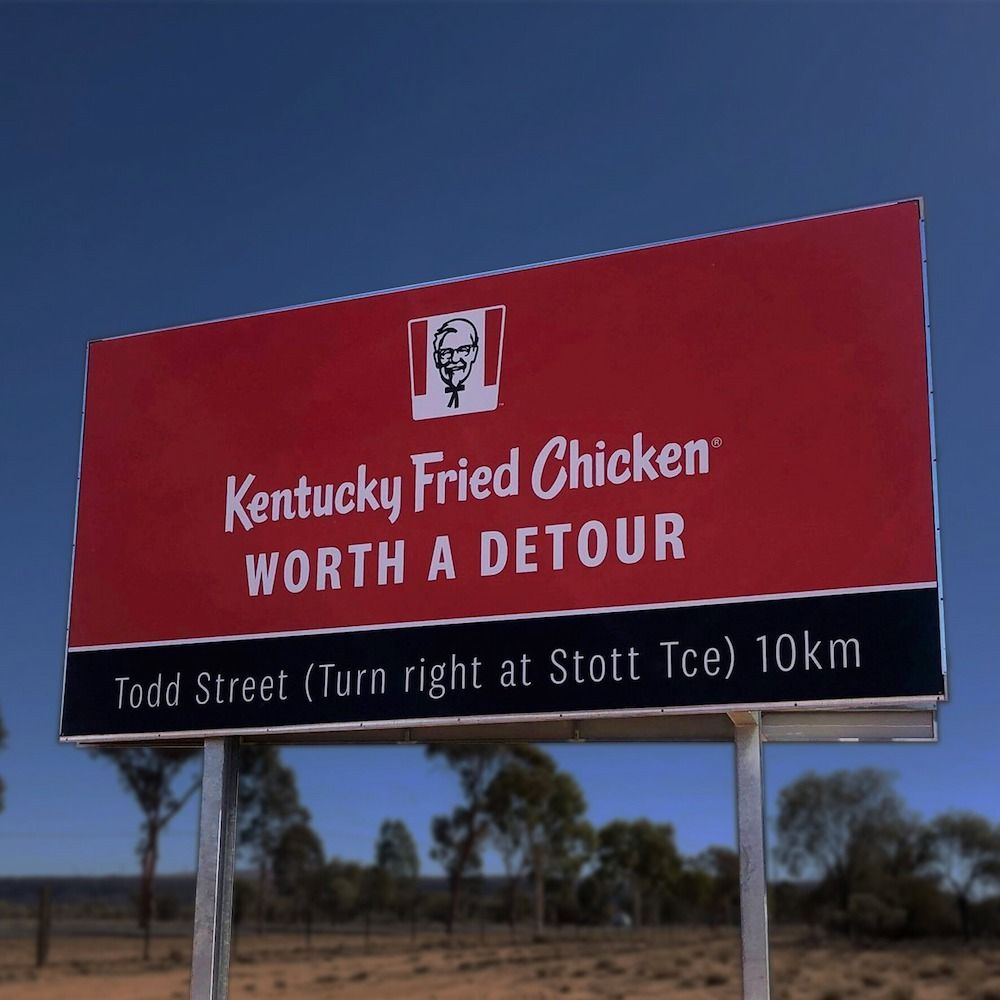 Kentucky Fried Chicken Worth a Detour Sign — Bluey's Signs in Ciccone, NT Kentucky Fried Chicken Worth a Detour Sign — Bluey's Signs in Ciccone, NT