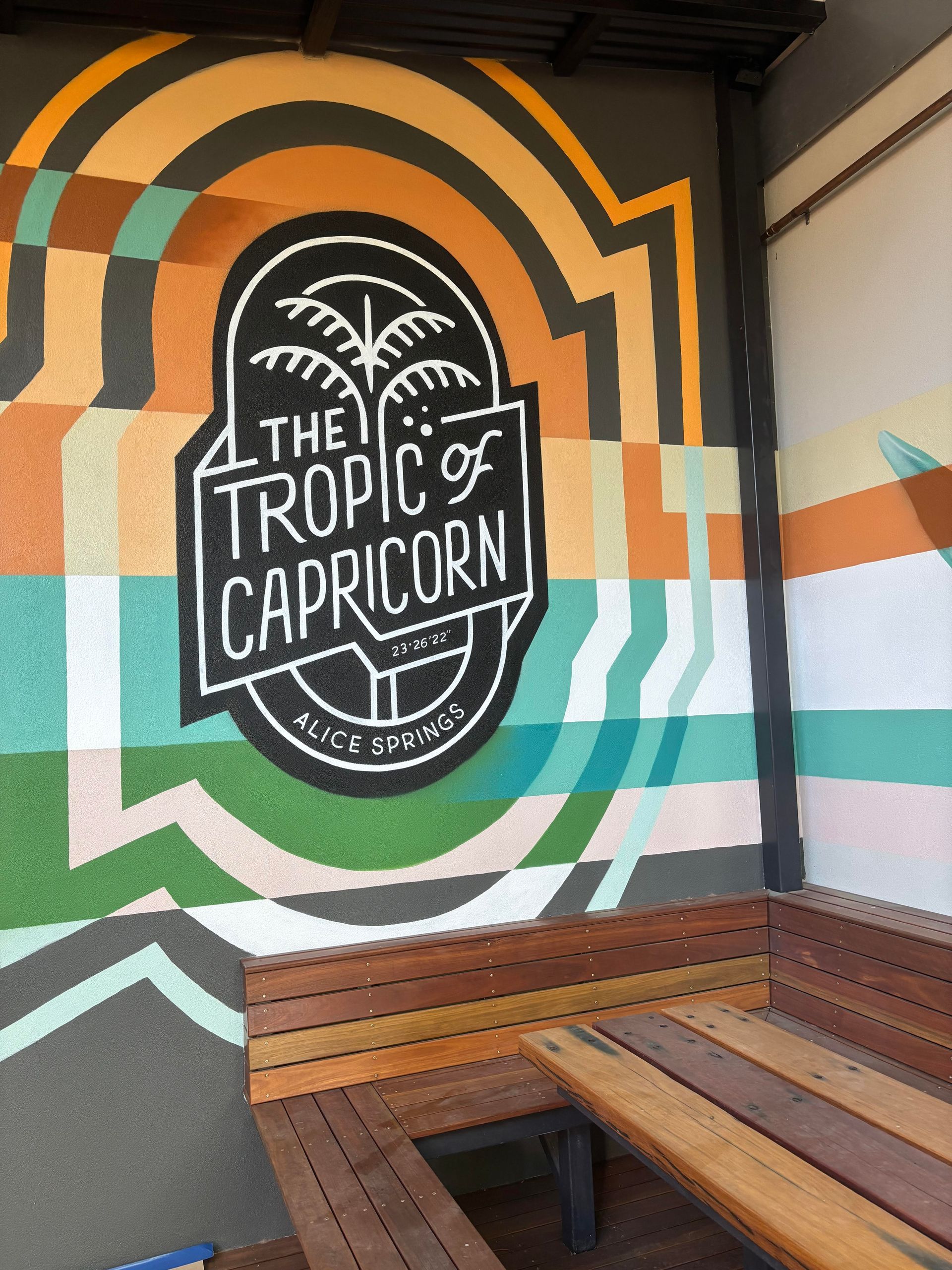 A Mural on a Wall That Says the Tropic of Capricorn — Bluey's Signs in Ciccone, NT A Mural on a Wall That Says the Tropic of Capricorn — Bluey's Signs in Ciccone, NT