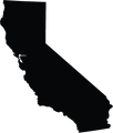 A silhouette of the state of California