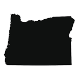 A silhouette of the state of Oregon