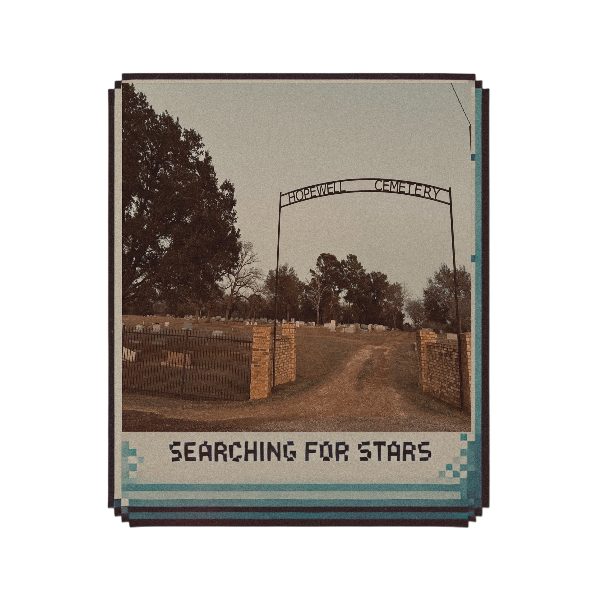 Searching for Stars Polaroid recreation of Hopewell Cemetery in Normangee, TX for Cemetry Gates essay by Lauren Nixon-Matney