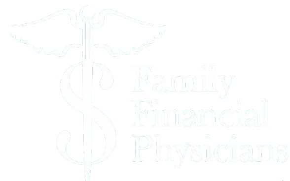 Faint logo with a caduceus and the words “Family Medical Physicians” on a white background