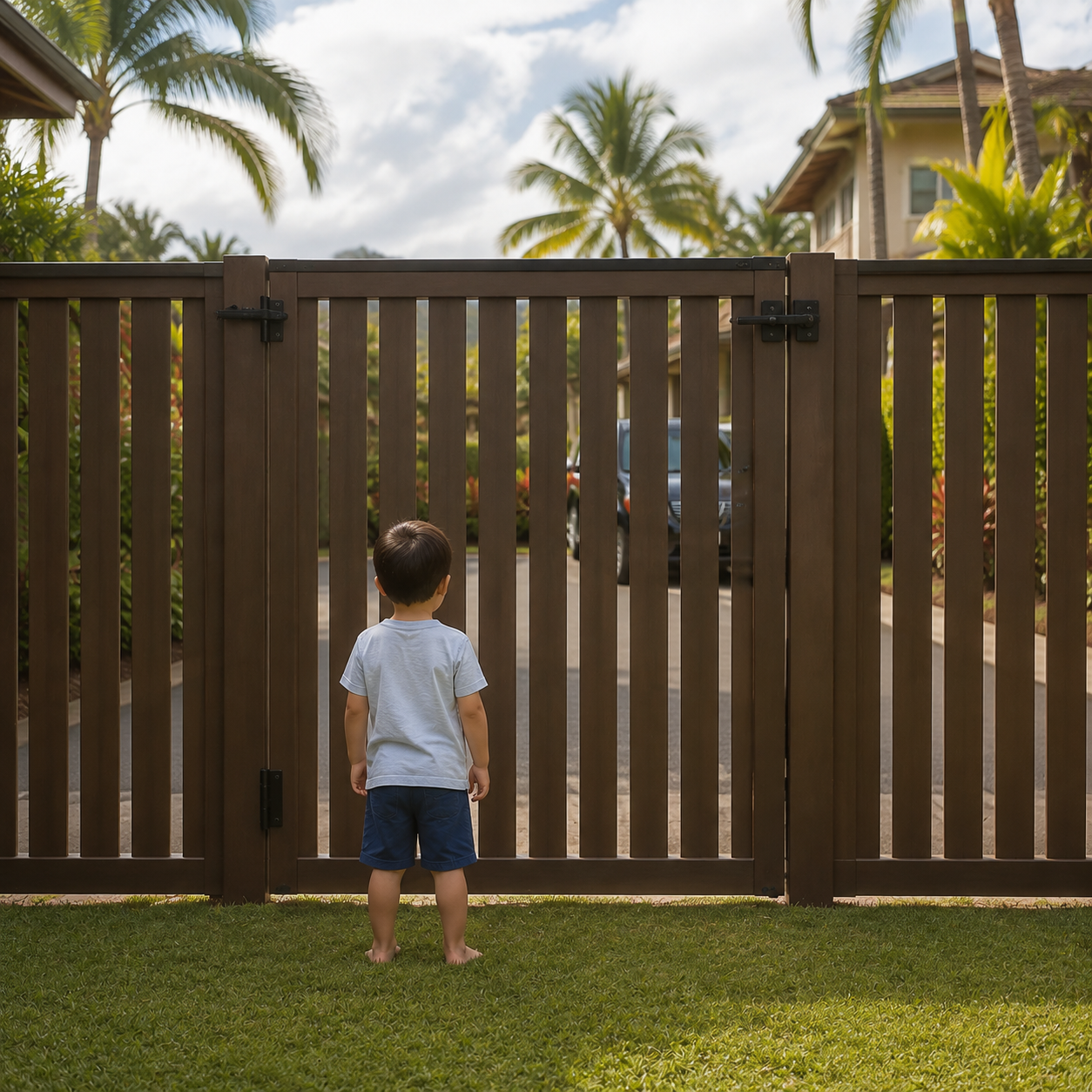 Curious Child Behind a Closed Gate