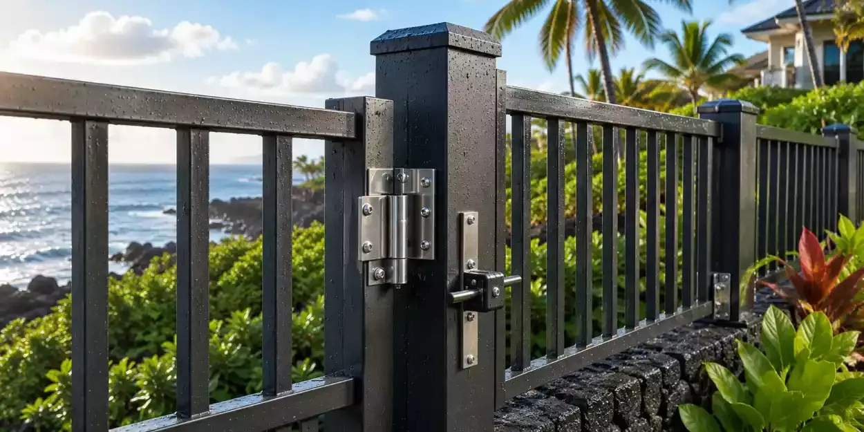 Hawaii coastal fence with stainless hardware