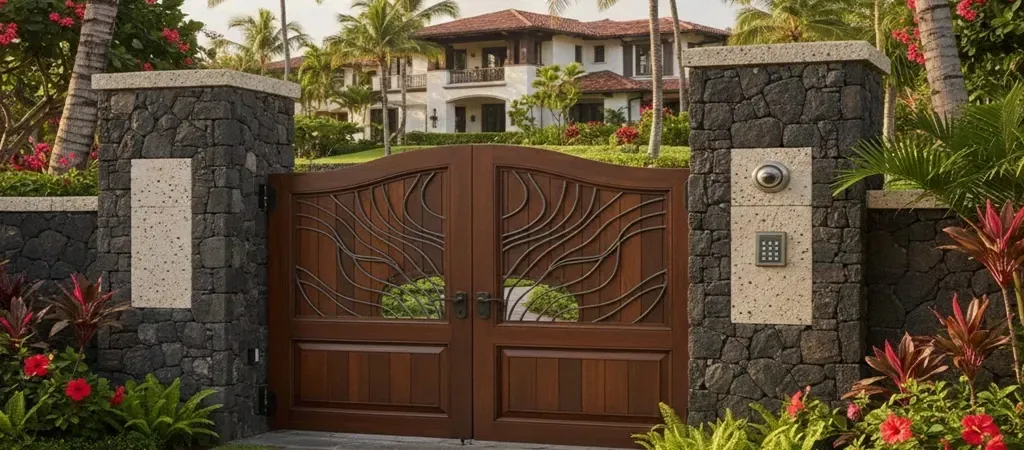 Island-style secure gate design Hawaii