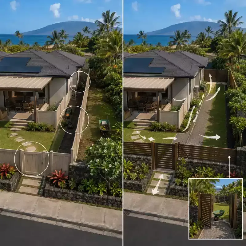 Oahu fence layout improves backyard access