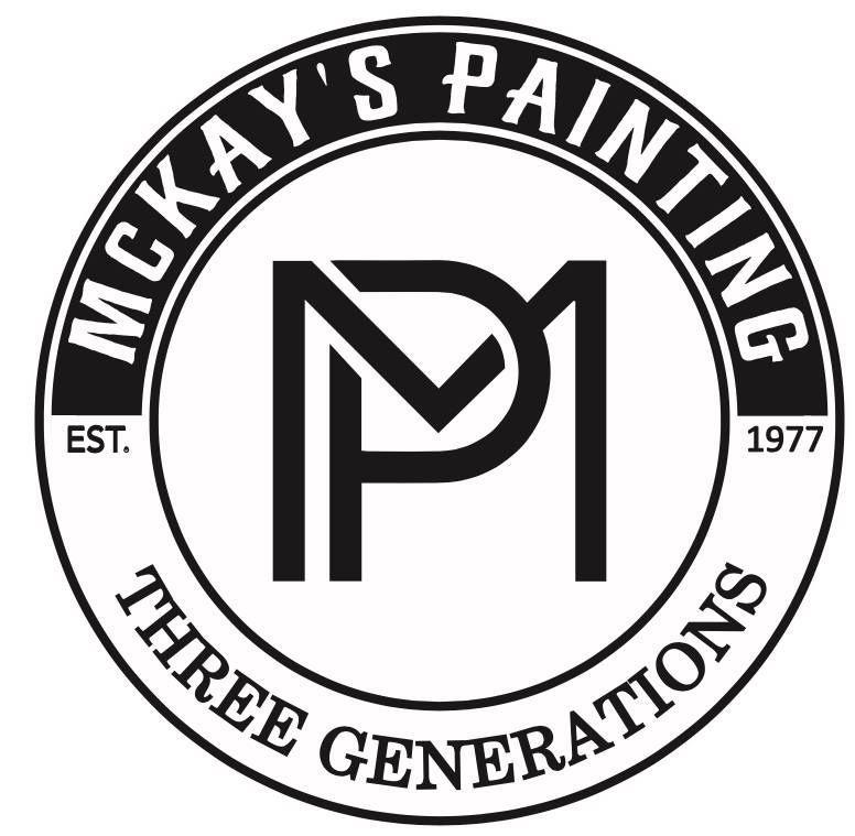 Logo for McKay's Painting: Black and white circular design with initials