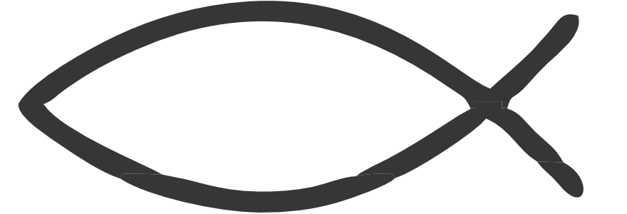 Black fish-shaped logo with an X-like tail on a white background