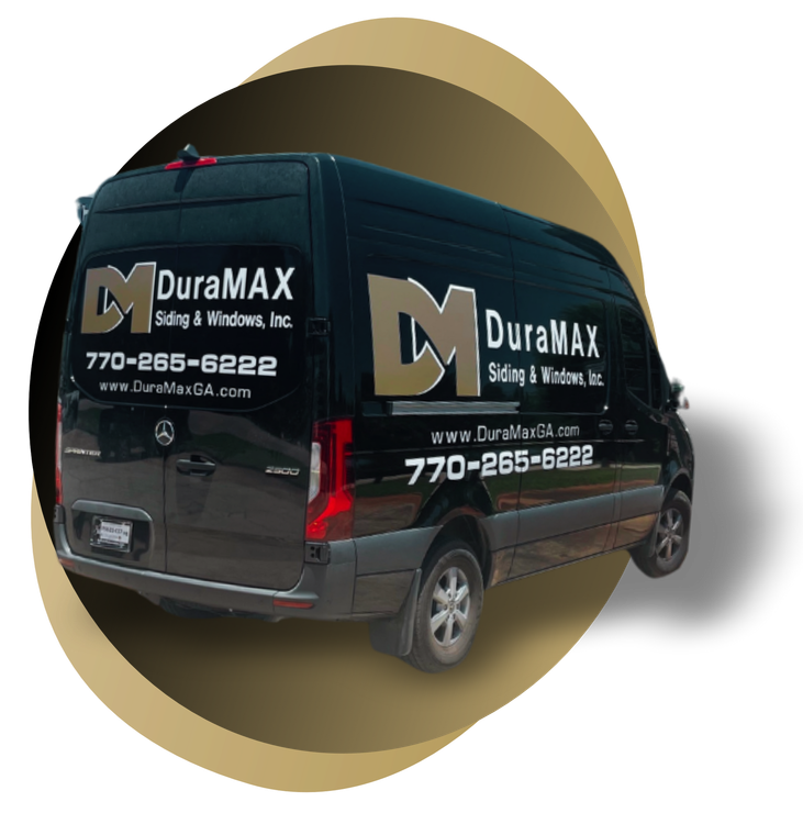Black DuraMAX service van with company logo and phone number on a white background