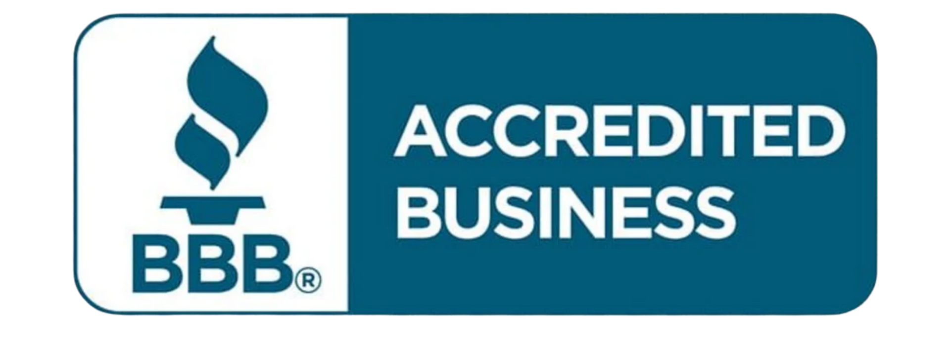 BBB Accredited Business logo with white text on a blue background