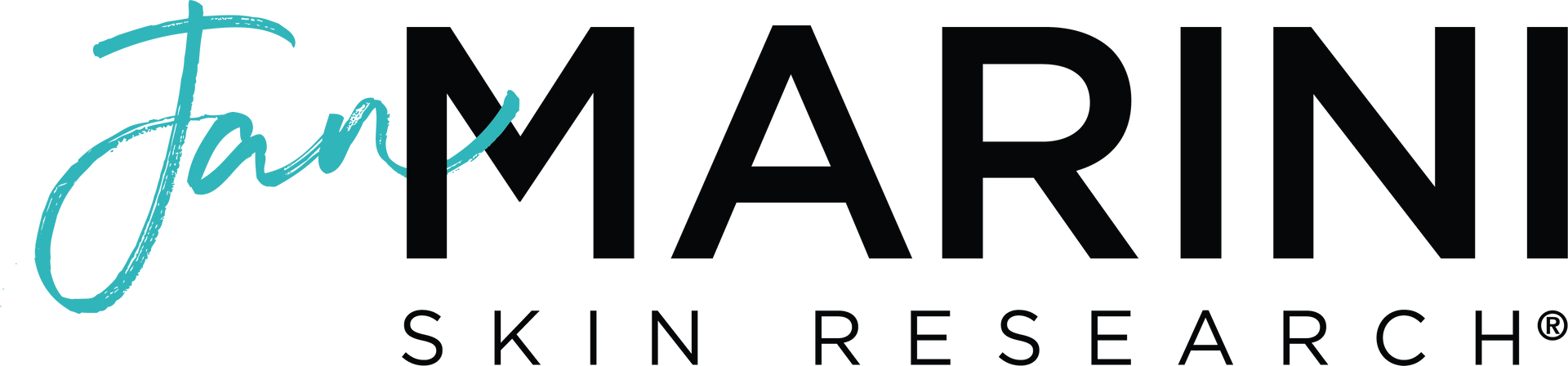 The logo for jean marini skin research is on a white background.