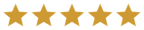 Five gold stars in a horizontal row on a white background