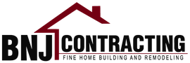 BNJ Contracting logo with maroon roof graphic and black text, &ldquo;Fine Home Building and Remodeling.&rdquo;