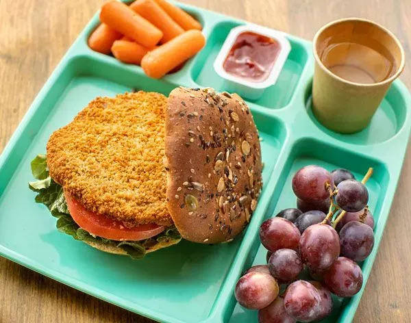 School Lunch with Rebellyous Kickin' Plant-Based Patty