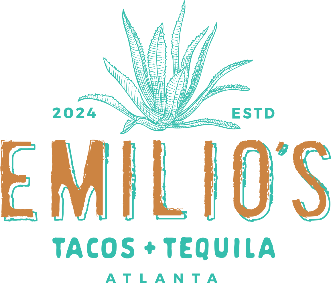 Logo for Emilio's Tacos + Tequila in Atlanta, featuring an agave plant, 