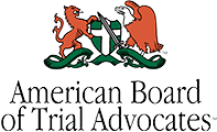 The logo for the american board of trial advocates