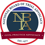 The national board of trial advocacy is a civil practice advocacy organization.