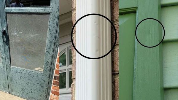 hail damage downspouts