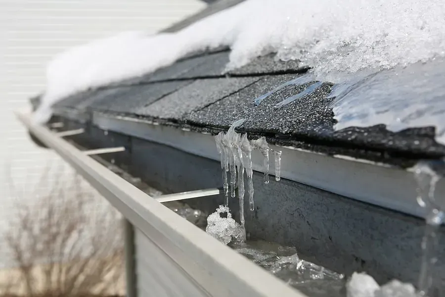 ice on roof gutters