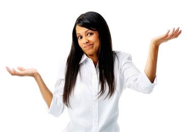 lady-shrugs-shoulders-deciding if black shingles look good