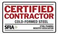 A sign that says certified contractor cold-formed steel.