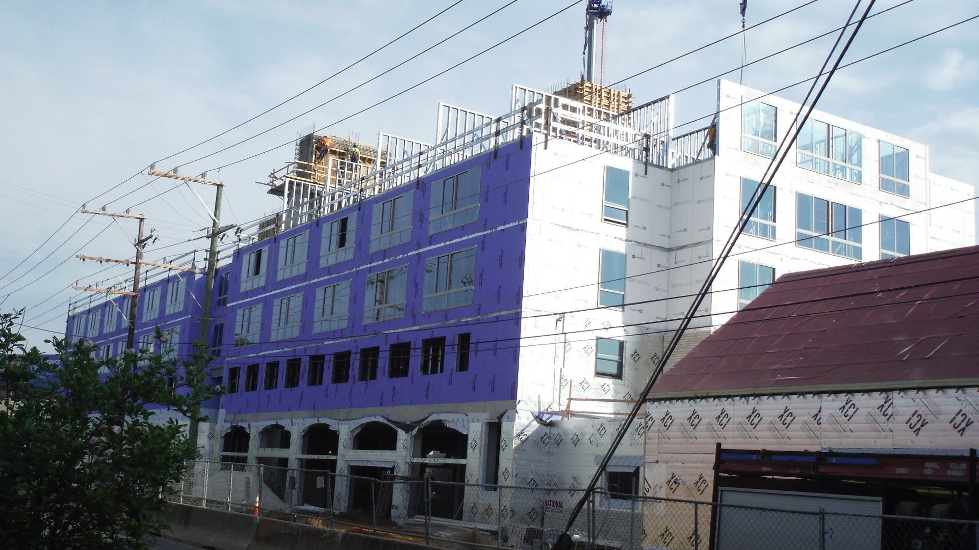 A large building under construction.