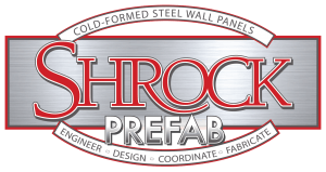 A logo for Shrock Prefab.