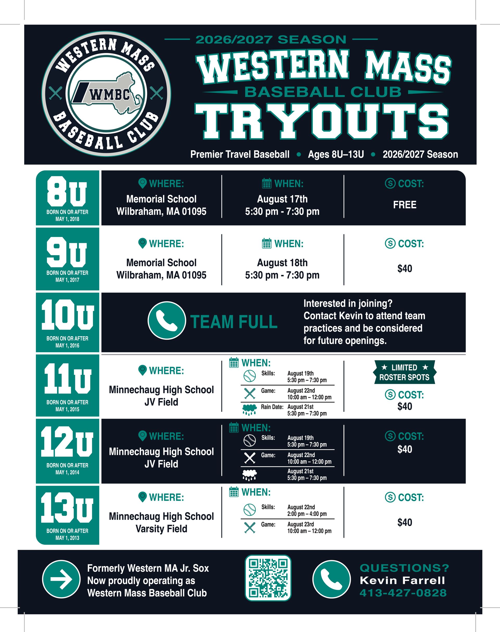 Western Mass Baseball Club Tryouts