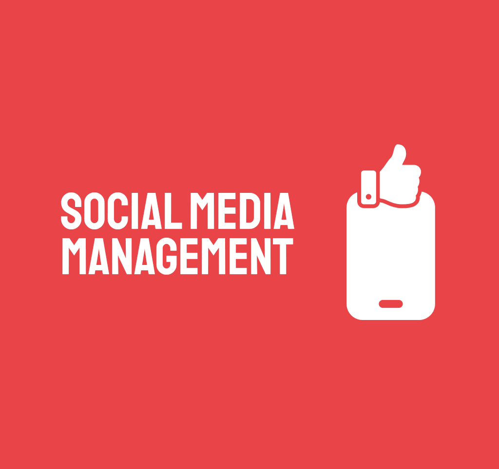 Red background with white text