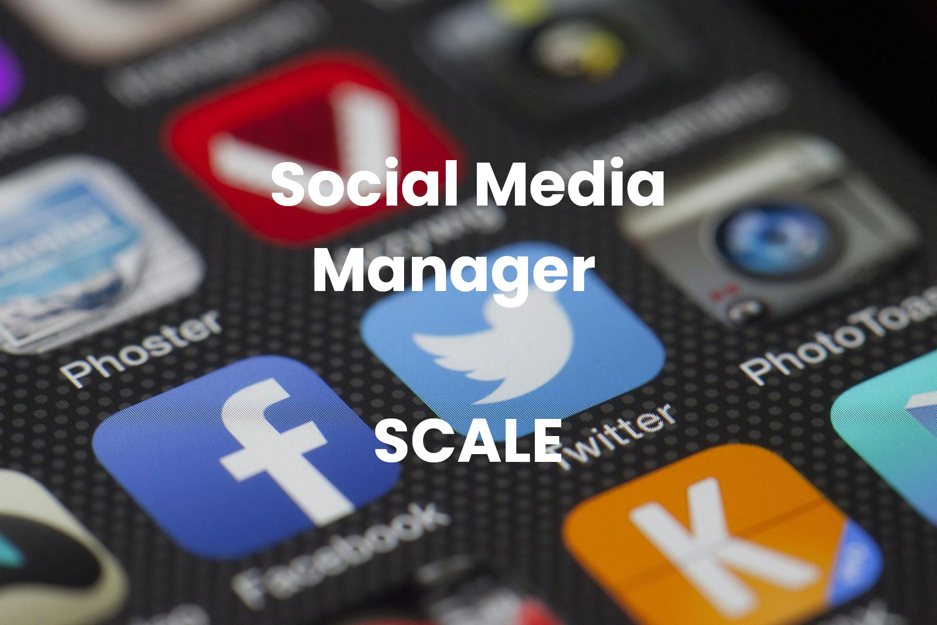 Smartphone screen with social media app icons and text 