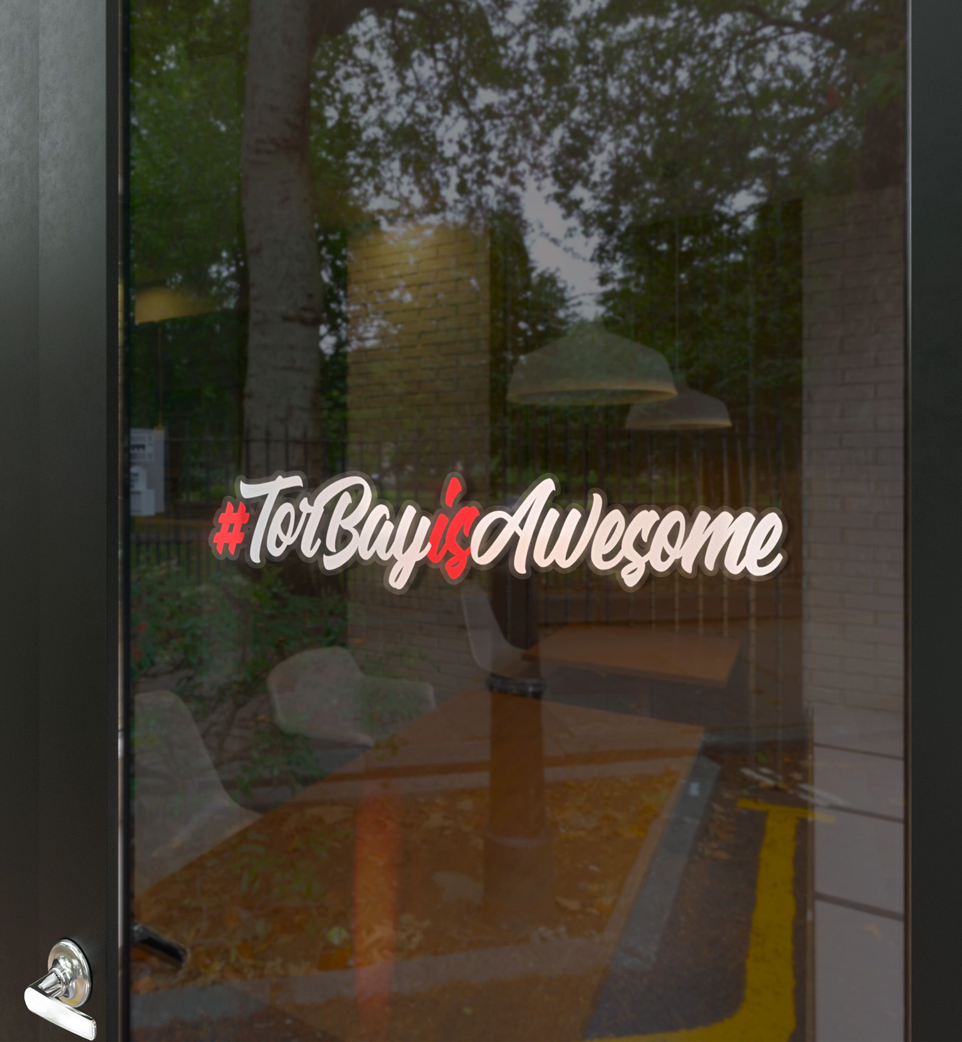 TorBay is awesome window sticker on glass
