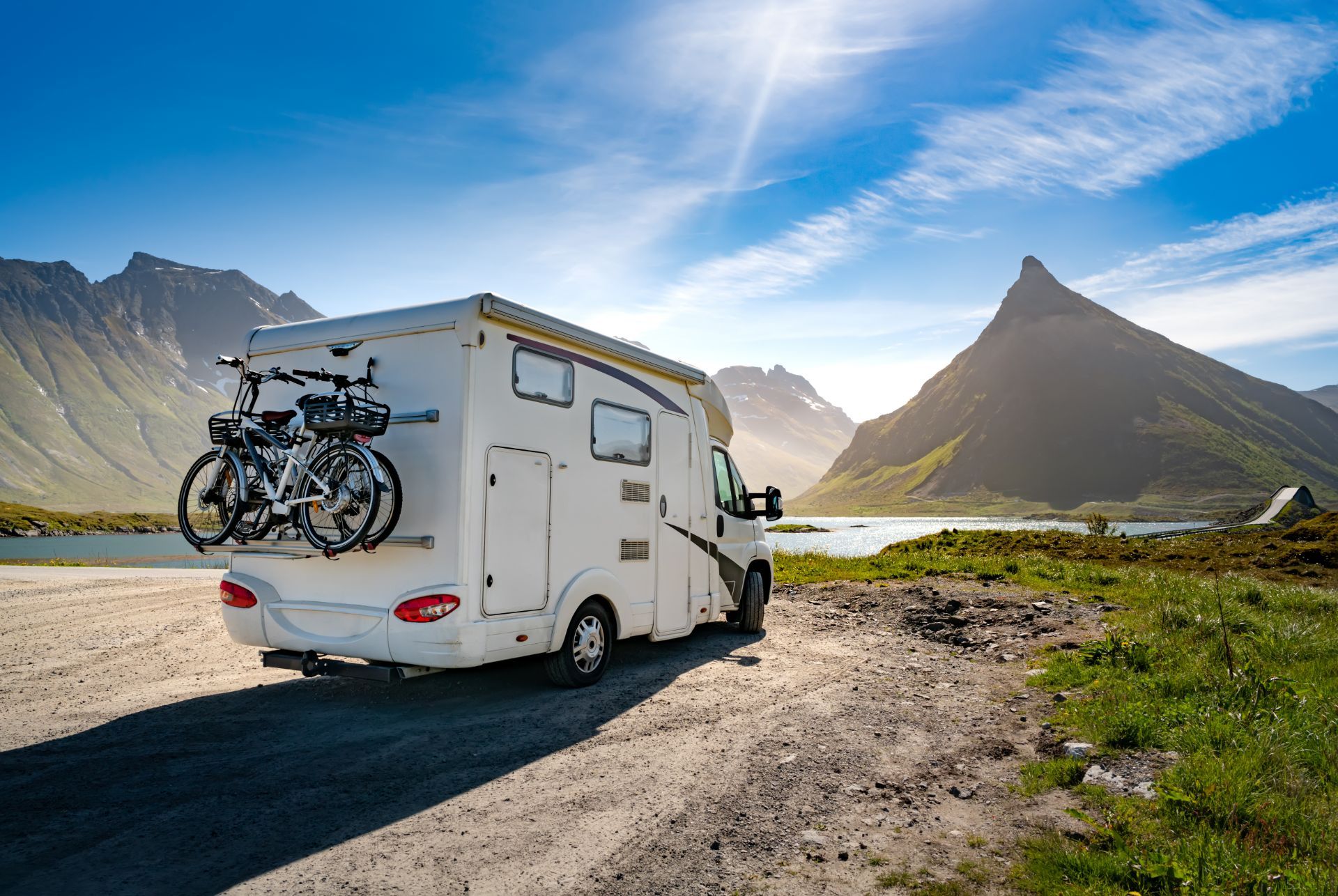 RV and mountain in the background