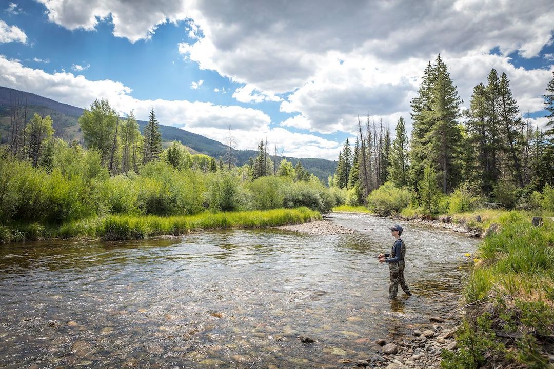 Fisherman on the Blue River fly fishing 