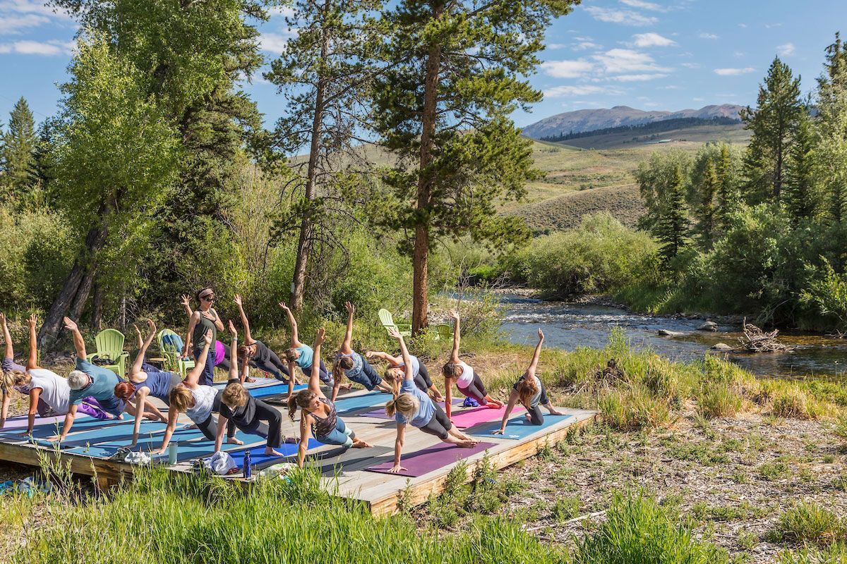 Yoga class on the Blue River