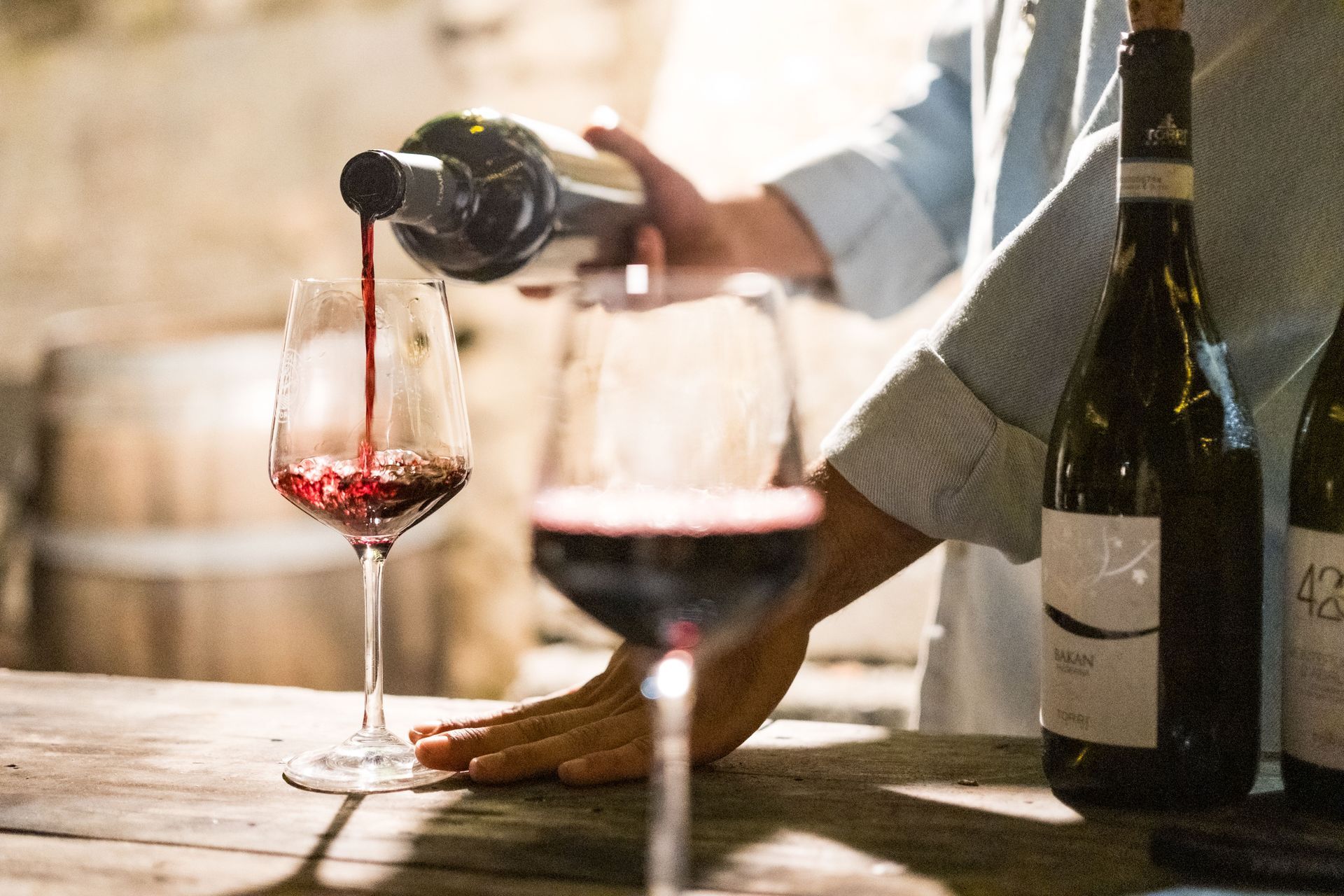 Wine pour stock photo