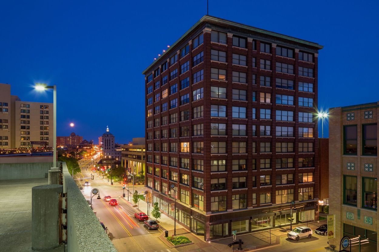 urban equity nighttime view of building from top