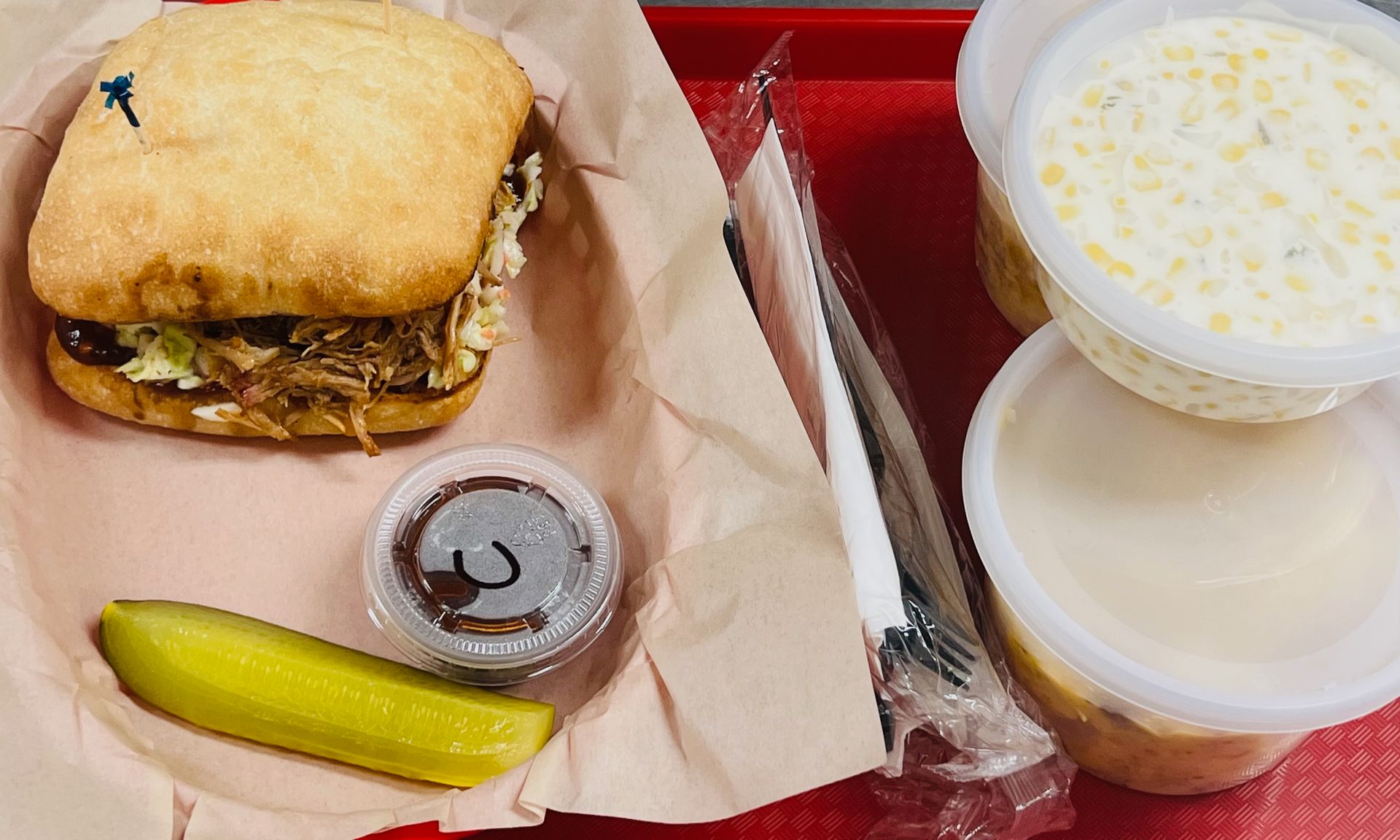 Pulled Pork Sandwich with sides