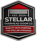 Stella Overhead Door Co. hexagon logo in black, red, and gray with “Est. 2024” and “The Stellar Standard”