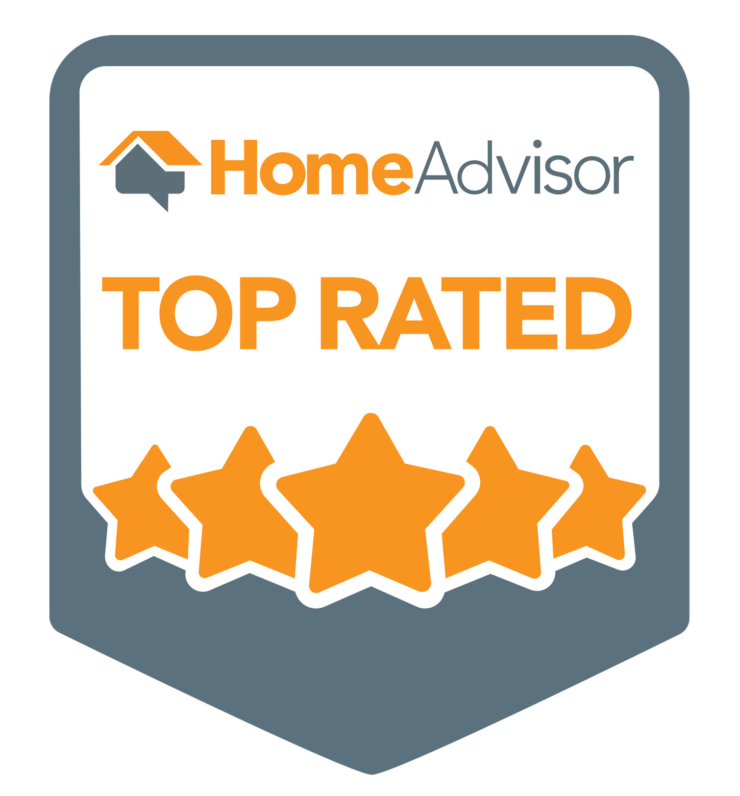 A home advisor top rated badge with four stars.