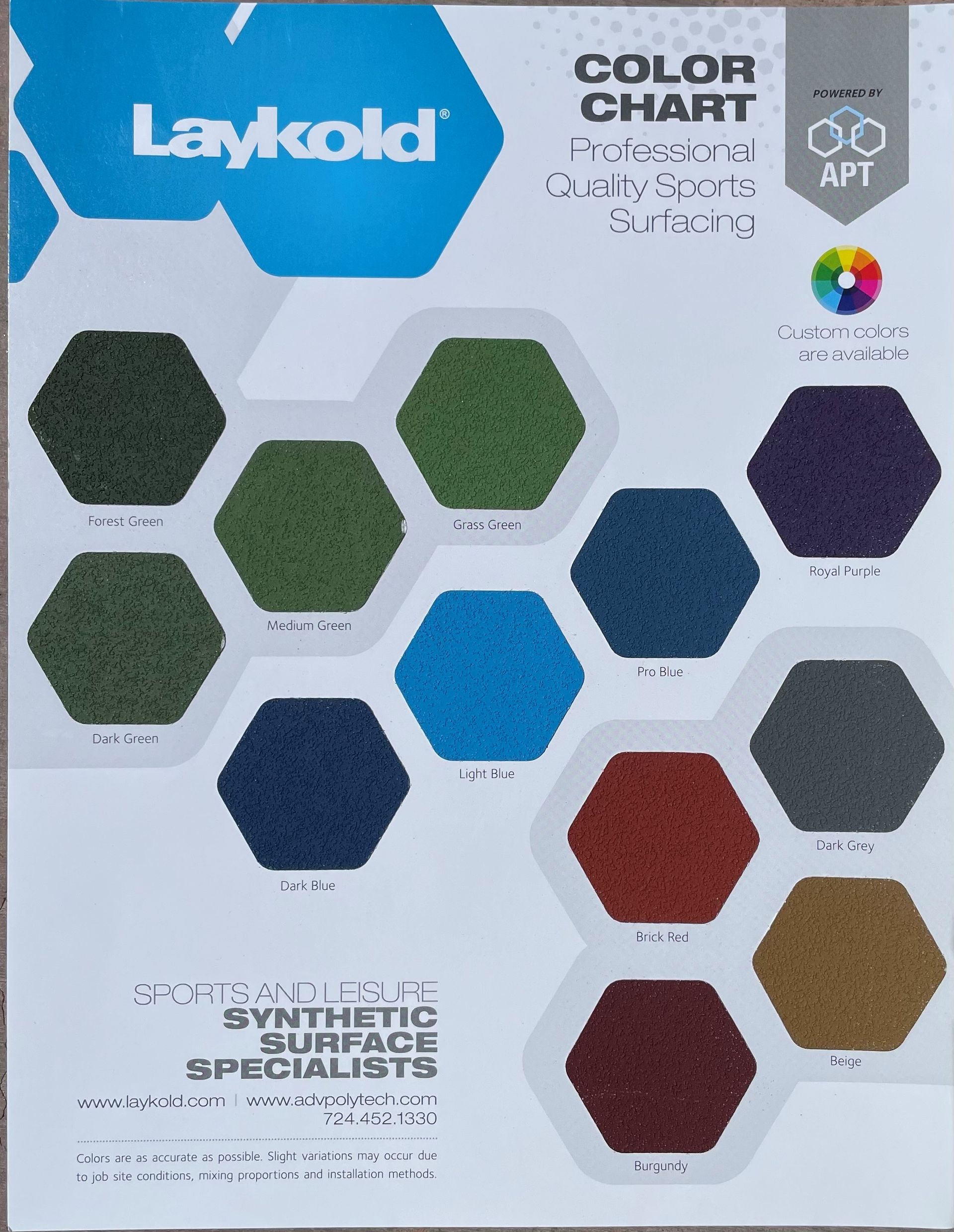 Color Chart — Mesa, AZ — Custom Courts and Tiles Color Chart — Mesa, AZ — Custom Courts and Tiles
