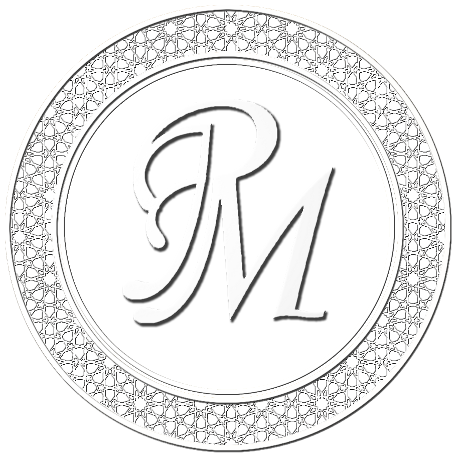 Logo le palais des mignardises Un dessin en noir et blanc d'un monogramme avec la lettre p et m dans un cercle qui représente le logo.